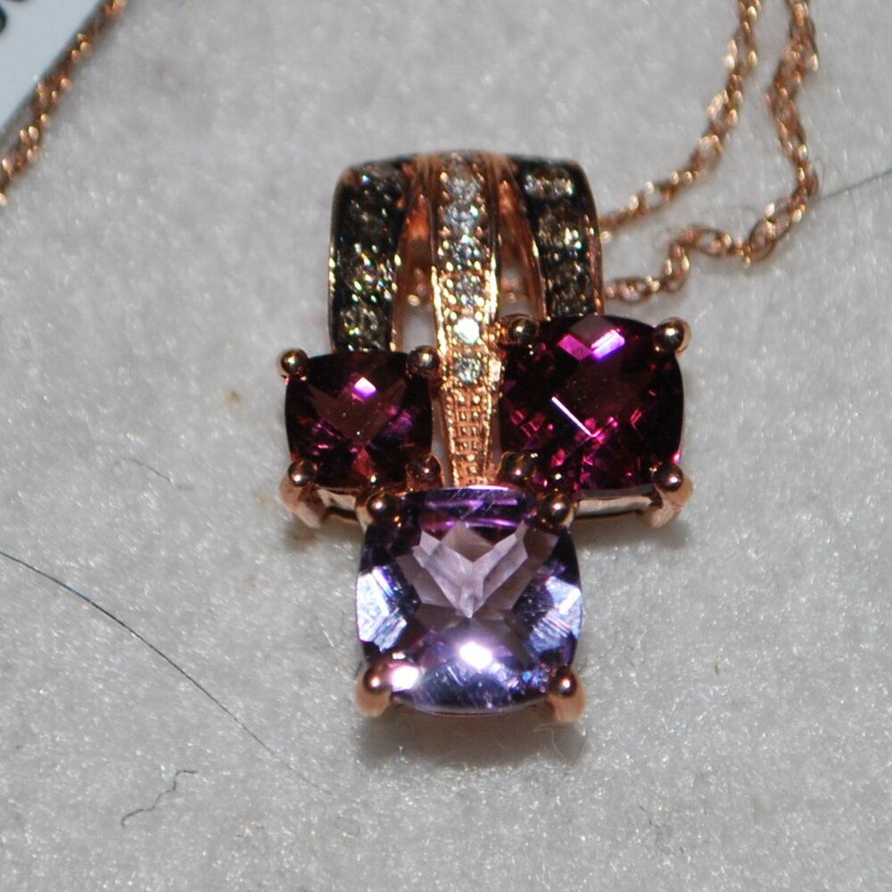 NWT LeVian 14KRG Multi-Stone (1-5/8 ct. tw.) & Diamond Accent Pendant Necklace